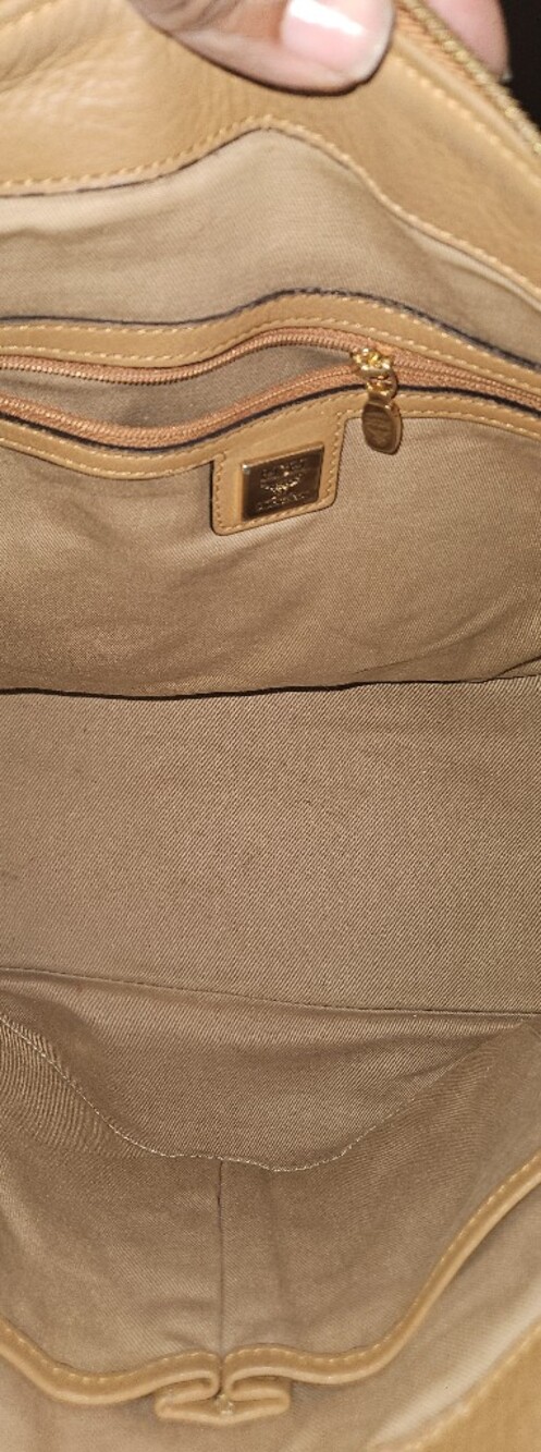 MCM Cognac Monogram Leather Shopper with Gold Plaque - Picture 9 of 9